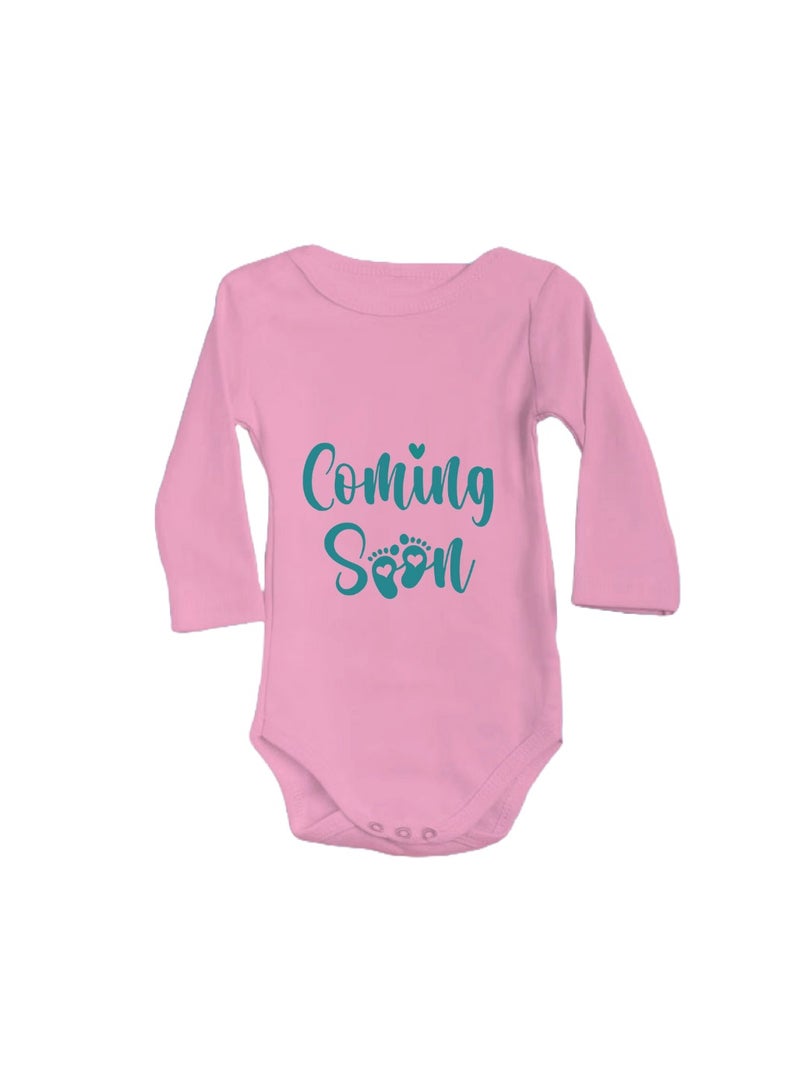 PRINTSHOP4ME Baby Romper Coming Soon Design–Soft Cotton Long Sleeve Bodysuit For Boys And Girls–Comfortable Unisex Baby Onesie For Newborns,Infants And Toddlers - Image 1