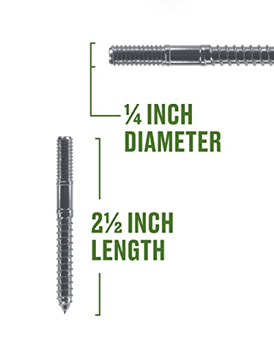 Hillman Group Hanger Bolt, Hurricane Hardware, 25 Pieces, Rust-Resistant, Durable, Headless Fasteners, (1/4" x 2 1/2") Stainless Steel (707316) - Image 3