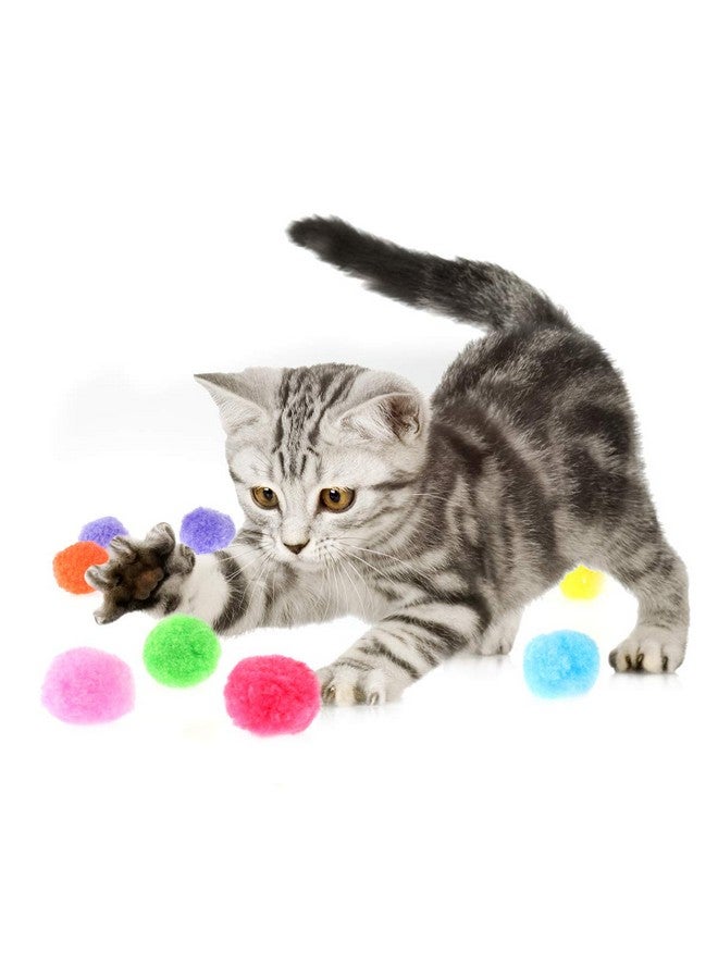 UEETEK 160Pcs Cat Toys Assorted Color Soft Cat Toy Balls Kitten Toys Pompon Balls (Mix Color) - Image 2