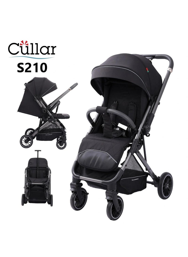 كولار عربة أطفال Cullar S210 مع إمالة متعددة الوضعيات | طيّ بيد واحدة وتصميم مدمج مناسب للسفر | عجلات ممتصّة للصدمات مع حزام أمان آمن | مظلّة قابلة للتعديل، سلّة تخزين وهيكل خفيف الوزن مناسب من حديثي الولادة حتى الأطفال الصغار