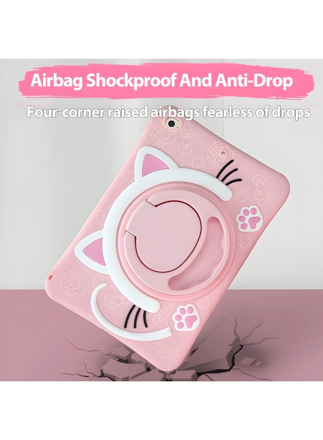 Tablet Case For Samsung Galaxy Tab A9 8.7 Inch 2023, Cute Cat Kids Tablet Case With Shoulder Strap, Handle Holder, Shockproof Silicone Tablet Case For Kids - Image 4