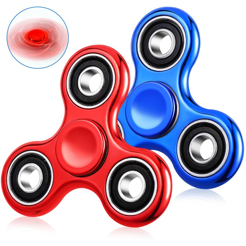 Gigilli 2Pcs Fidget Spinner for Kids Adults Stress Relief Sensory Fidget Toys Cool Electroplated Fidget Spinners ADHD Autism Birthday Easter Basket Stuffers for Kids Classroom Prizes for Boys Girls - Image 3