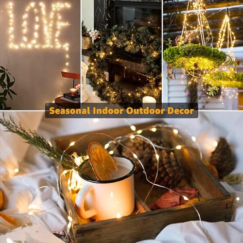 HOBAYS 6 Pack Fairy Lights Battery Operated 7ft 20 LED Mini String Lights Twinkle Lights Silver Wire Firefly Starry Moon Lights for Mason Jars Wedding Party Christmas Centerpiece Table Decorations,Warm White - Image 3