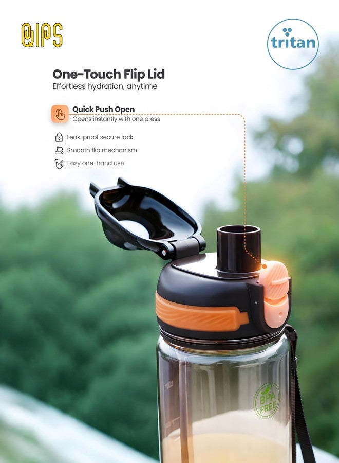 QIPS 750ml Water Bottle | BPA-Free Tritan Material | Flip Lid with Lock | Leak-Proof | for Gym, Sports & Outdoor | Impact-Resistant | Orange - Image 3