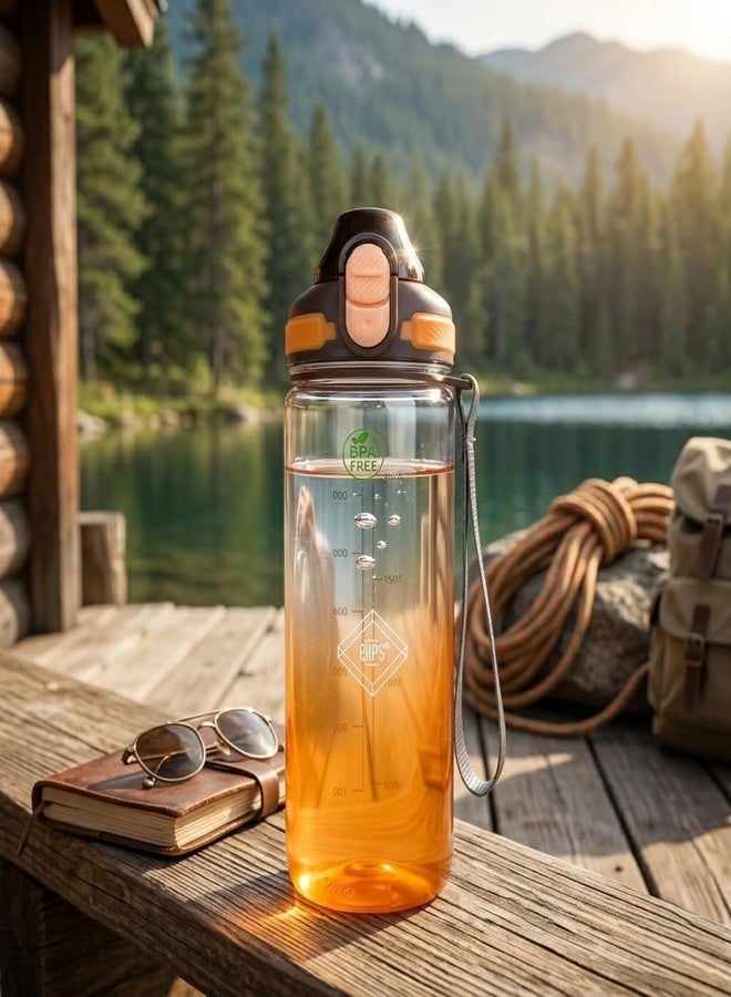 QIPS 750ml Water Bottle | BPA-Free Tritan Material | Flip Lid with Lock | Leak-Proof | for Gym, Sports & Outdoor | Impact-Resistant | Orange - Image 2