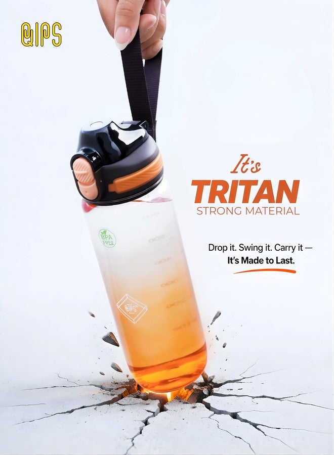 QIPS 750ml Water Bottle | BPA-Free Tritan Material | Flip Lid with Lock | Leak-Proof | for Gym, Sports & Outdoor | Impact-Resistant | Orange - Image 5
