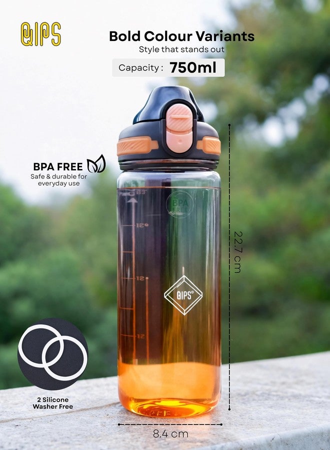 QIPS 750ml Water Bottle | BPA-Free Tritan Material | Flip Lid with Lock | Leak-Proof | for Gym, Sports & Outdoor | Impact-Resistant | Orange - Image 4