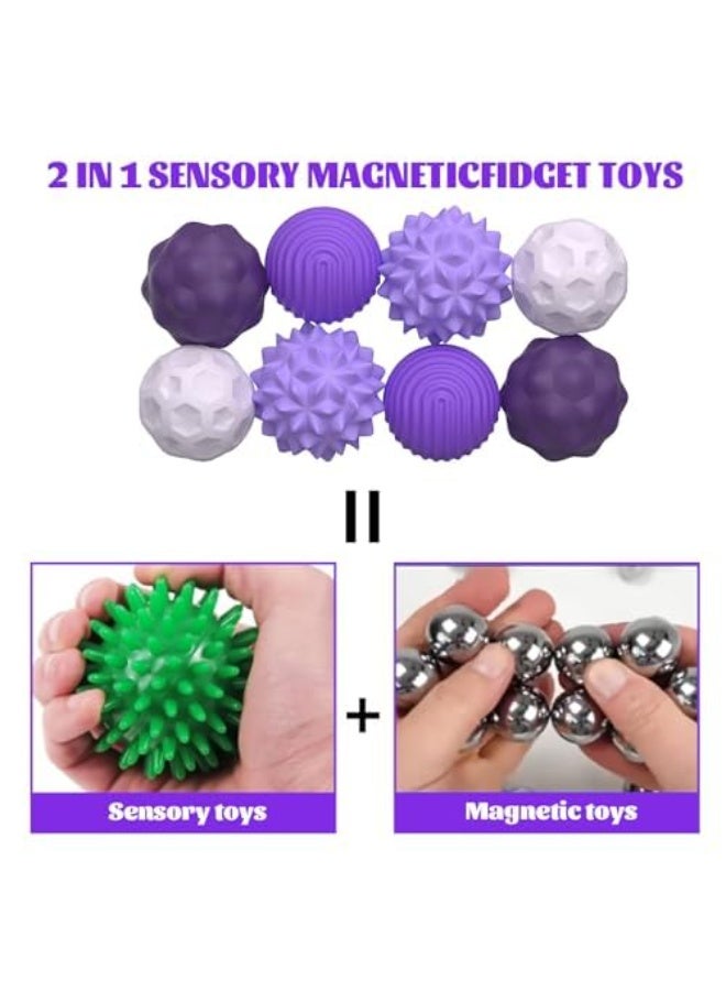KOWVOWZ 8 PCS Sensory Fidget Balls, Magnetic Attraction Stress Balls, Magnetic Fidget Balls with Silicone Shell, Desk Fidget Toys for Office Travel Toys Gift - Image 5