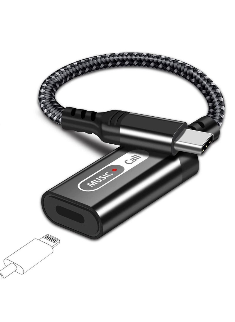 Generic - USB C to Lightning Audio Adapter, USB Type C Male to Lightning Female Headphone Converter for Apple iPad Air 4 Mini 6 MacBook to Earphones Connector for Call Music Video Not Support Charging - Image 1