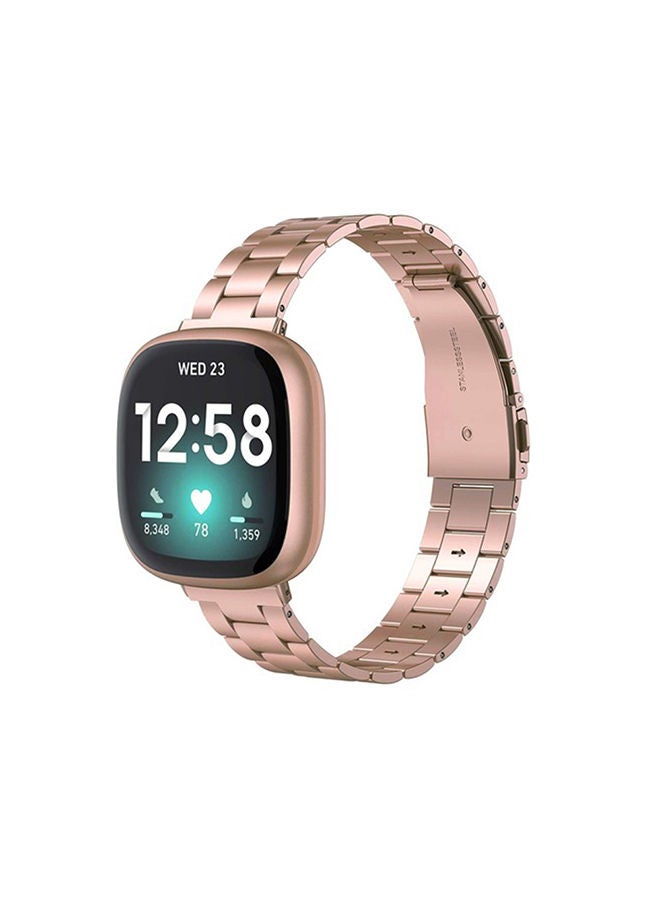 O Ozone Metal Band for Fitbit Versa 3/Versa 4/Fitbit Sense/Sense 2 Strap, Ultra-Thin Stainless Steel Smartwatch Wristband Strap for Men Women-Rose Gold - Image 1