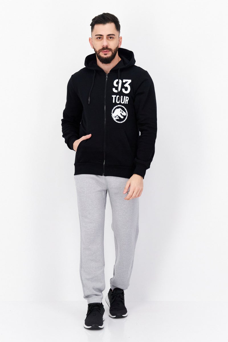 DIFUZED Men Printed Full Zip Long Sleeve Sweatshirts, Black - Image 4