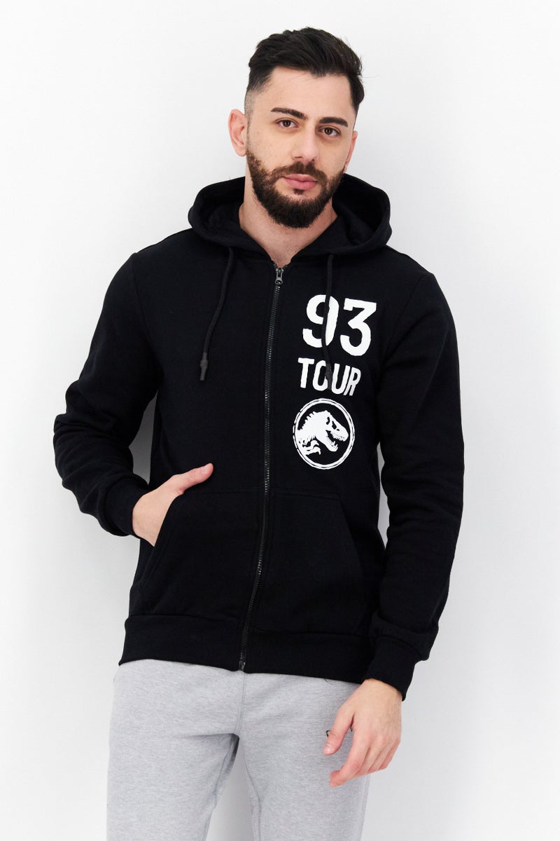 DIFUZED Men Printed Full Zip Long Sleeve Sweatshirts, Black - Image 1