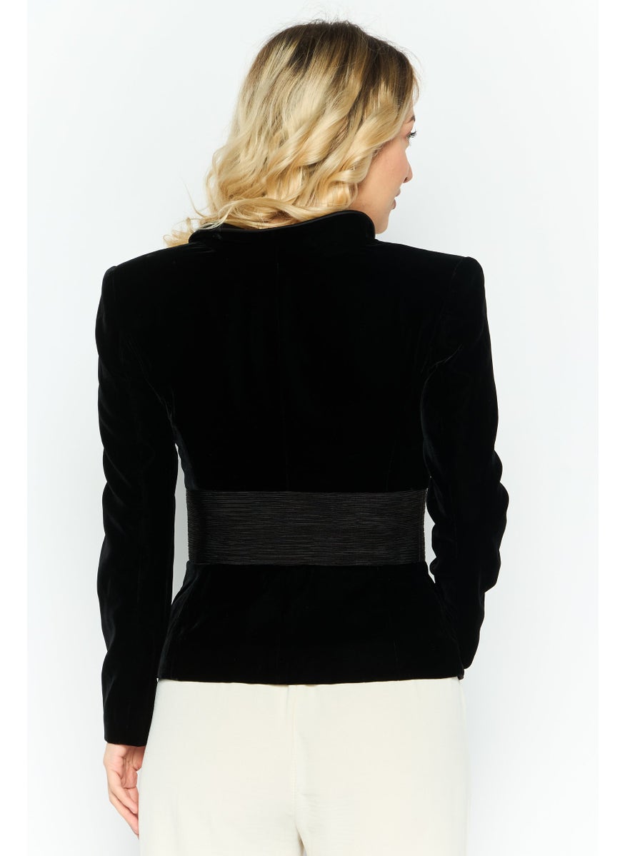 EMPORIO ARMANI Women Regular Fit Textured Blazer, Black  - Image 4
