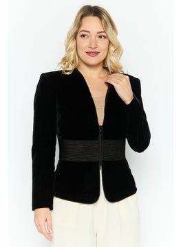 EMPORIO ARMANI Women Regular Fit Textured Blazer, Black  - Image 1