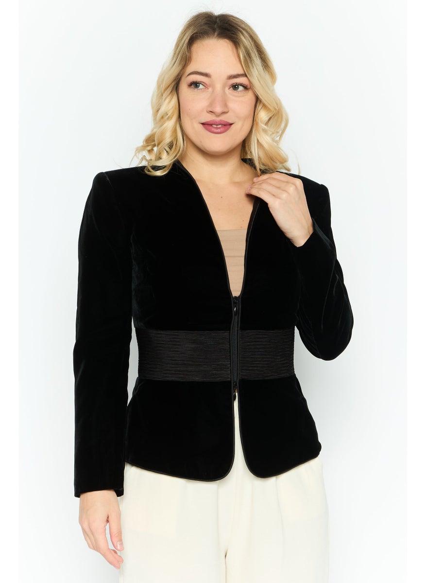 EMPORIO ARMANI Women Regular Fit Textured Blazer, Black  - Image 1