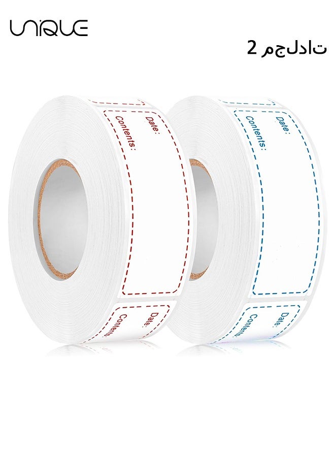 Unique 2 Rolls Removable Freezer Labels, Food Freezer Labels Food Date Labels Food Storage Stickers for Food Containers Jars Kitchen Restaurant Storage Organization (Total 300 Pcs, Red, Blue)  - Image 1