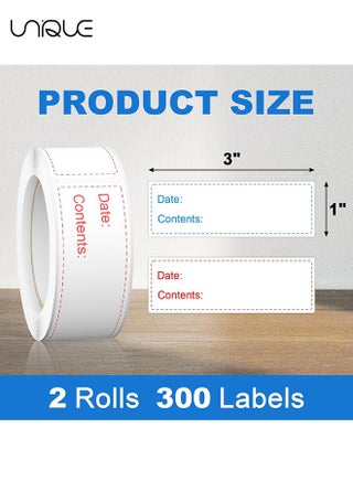 2 Rolls Removable Freezer Labels, Food Freezer Labels Food Date Labels Food Storage Stickers for Food Containers Jars Kitchen Restaurant Storage Organization (Total 300 Pcs, Red, Blue) - view 2