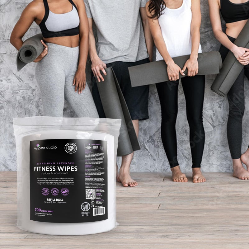 Wipex Plant-Based Gym Wipes Refill - EWG Verified - 700 Count, 8"x8" Gym Cleaner for Equipment with Vinegar & Lavender Essential Oil, Fits Dispensers, Lavender Scented Fitness Equipment Wipes - Image 3