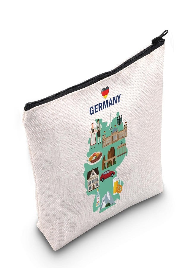 MEIKIUP Germany Travel Cosmetic Bag Germany Travel Memory Map Gift Berlin Honeymoon Gift Germany Souvenir Bag Germany Vacation Gift (Map Germany Bag) - Image 1