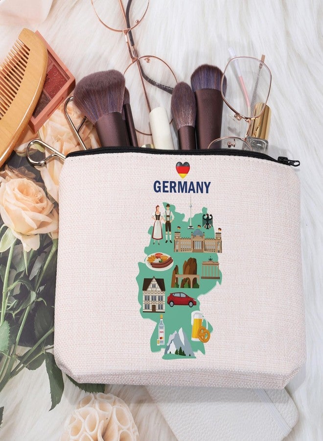 MEIKIUP Germany Travel Cosmetic Bag Germany Travel Memory Map Gift Berlin Honeymoon Gift Germany Souvenir Bag Germany Vacation Gift (Map Germany Bag) - Image 2
