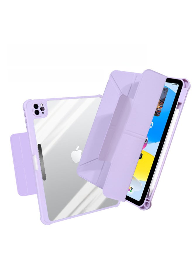 IPad11 Pen Slot Protective Cover Air4567 Changeable Pro11 Buckle 3Y Fold 13 Inch Leather Case 10.2-Color:Grandma Gray 】-Applicable Model:Ipad Air (m2/m3/4/5)(small Camera Hole) - Image 3