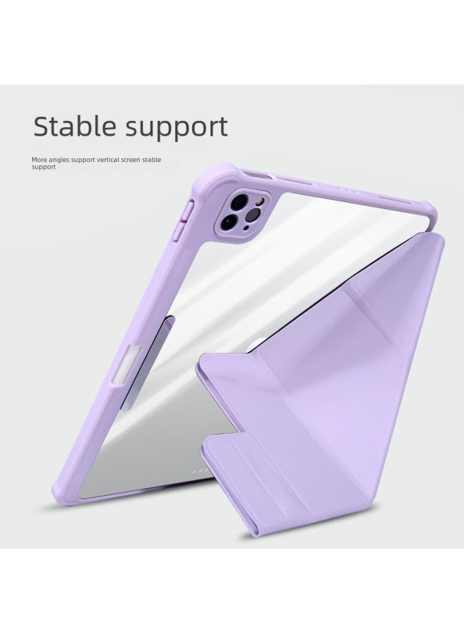 IPad11 Pen Slot Protective Cover Air4567 Changeable Pro11 Buckle 3Y Fold 13 Inch Leather Case 10.2-Color:Grandma Gray 】-Applicable Model:Ipad Air (m2/m3/4/5)(small Camera Hole) - Image 4