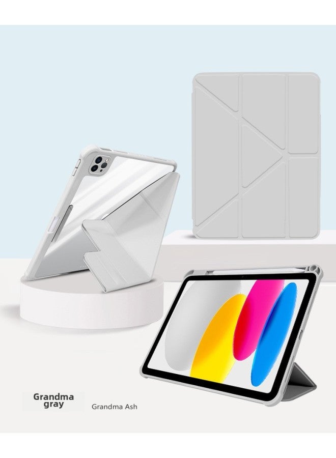 IPad11 Pen Slot Protective Cover Air4567 Changeable Pro11 Buckle 3Y Fold 13 Inch Leather Case 10.2-Color:Grandma Gray 】-Applicable Model:Ipad Air (m2/m3/4/5)(small Camera Hole) - Image 1
