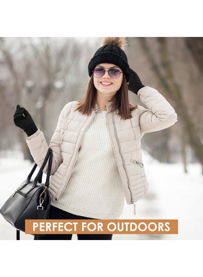 PAGE ONE Winter Gloves for Women Touchscreen Texting Warm Knit Fleece Lined Gloves for Cold weather, Beige, One size - Image 4