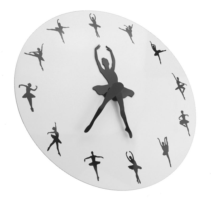 1PC Ballet Wall Clock Simple Hanging Clock Stylish Wall Decorative Clock DIY Simple Wall Clock for Bedroom Living Room Decor(Black+White Without Battery) - Image 1