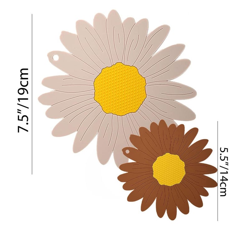 BENCI AntiHot Silicone Trivet Mat 75 55 Inch Daisy Flower Shape Heat Resistant Anti Slip Place Mat for Hot Pots Pans Holder Kitchen Insulation Coaster Hot Pad for Dishes Multi Set of 6 - Image 2