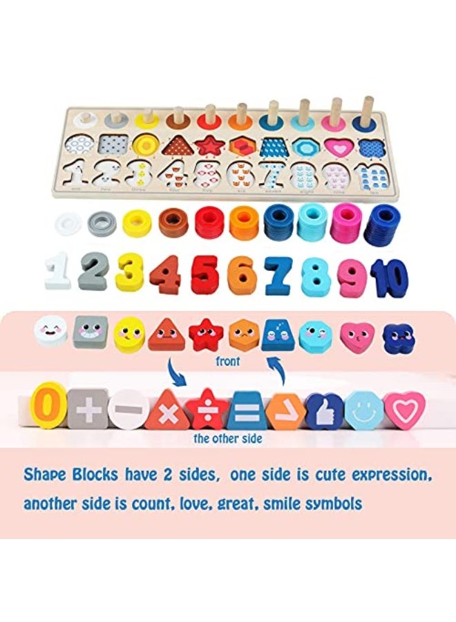 Wooden Number Puzzle Sorting, Wooden Montessori Toys for Toddlers, Preschool Educational Toys, Shape Sorter Counting Toys Stacker Stacking Game for Toddlers 1-3 - Image 3