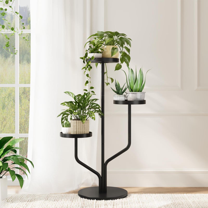 Bamworld 3 Tier Plant Stand Indoor Outdoor Metal Plant Shelf for Multiple Plants Pots Tier Tall Flower Holder for Living Room,Bedroom Decor,Balcony,Black - Image 1