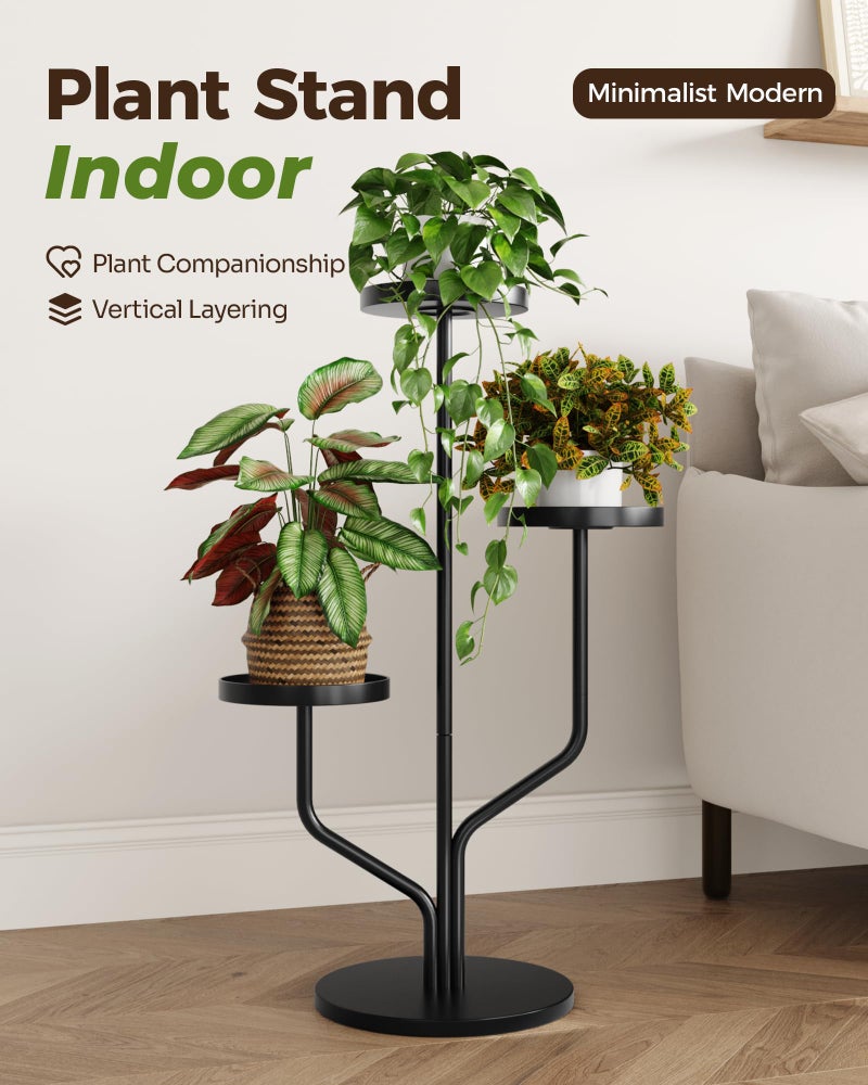 Bamworld 3 Tier Plant Stand Indoor Outdoor Metal Plant Shelf for Multiple Plants Pots Tier Tall Flower Holder for Living Room,Bedroom Decor,Balcony,Black - Image 3