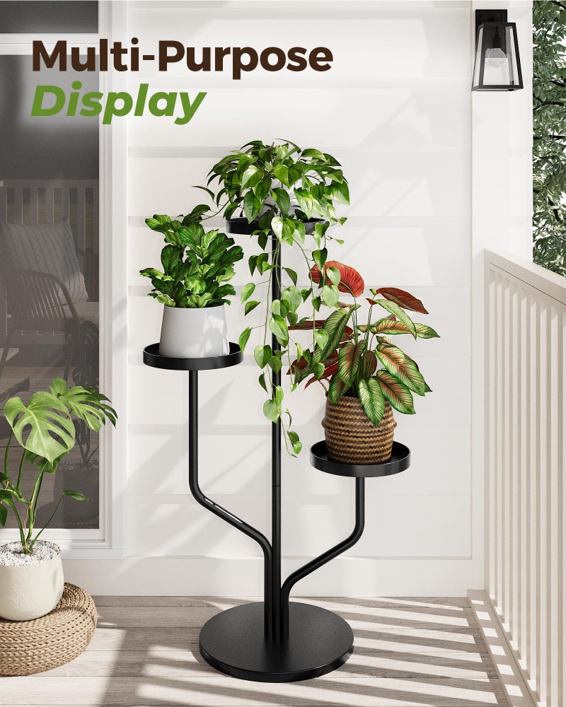 Bamworld 3 Tier Plant Stand Indoor Outdoor Metal Plant Shelf for Multiple Plants Pots Tier Tall Flower Holder for Living Room,Bedroom Decor,Balcony,Black - Image 5