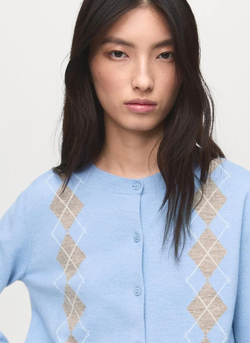 MANGO Knitted cardigan with diamonds