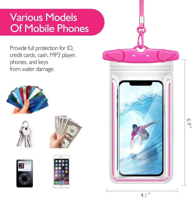 GLBSUNION Universal Waterproof Phone Pouch, 4 Pack Waterproof Phone Case with Lanyard Protector for iPhone 16 15 14 13 12 Pro Max XS Plus Samsung Galaxy Note up to 7.5", IPX8 Cellphone Dry Bag Beach Essentials - Image 3