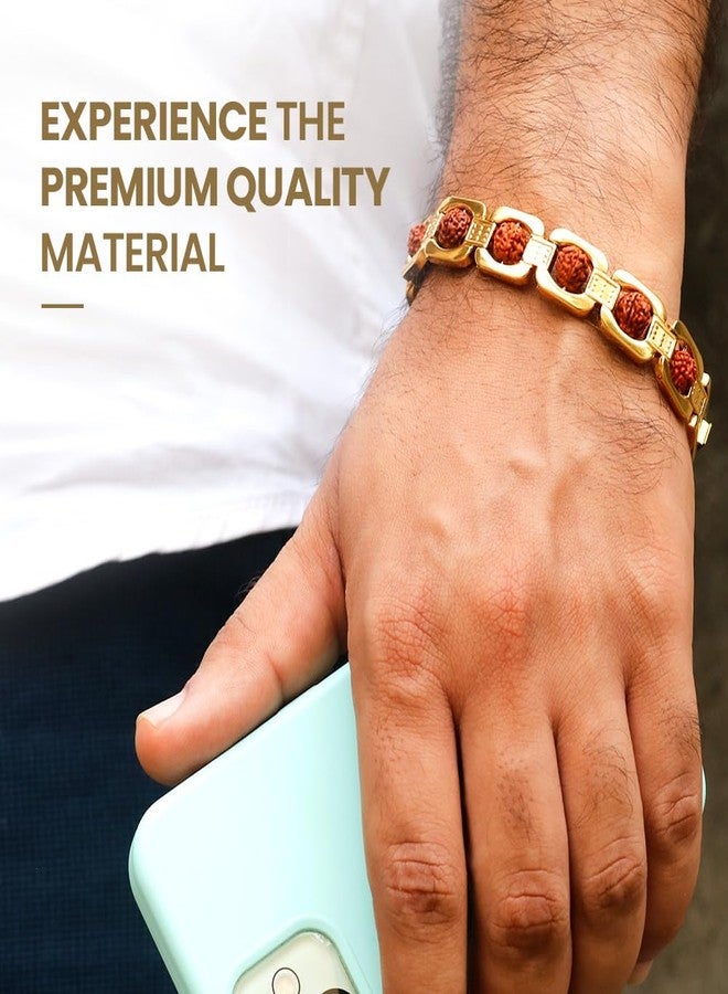 Japam Unisex Gold Plated Essential Rudraksha Bracelet 8.5 Inches Length - Image 3