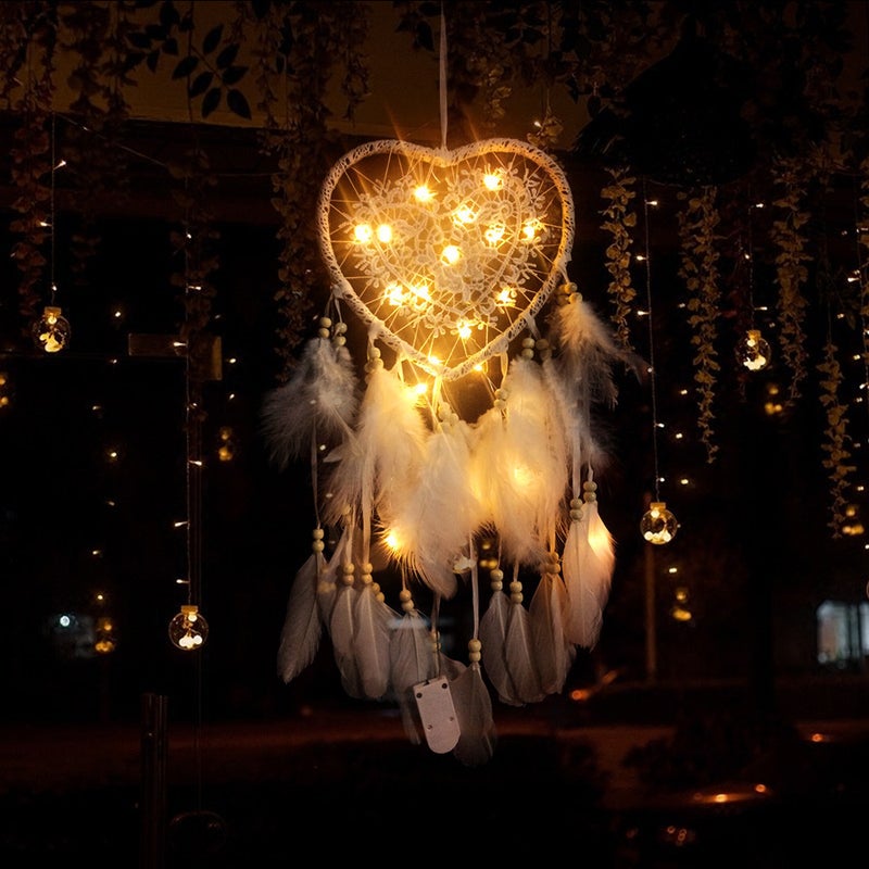 Creative Hollow Love Dream Catcher Lantern Hanging Ornaments Nordic Wedding Dream Catcher Christmas Dream Catcher Hanging Ornaments - Image 3