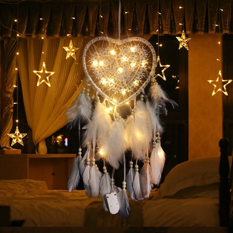 Creative Hollow Love Dream Catcher Lantern Hanging Ornaments Nordic Wedding Dream Catcher Christmas Dream Catcher Hanging Ornaments - Image 2