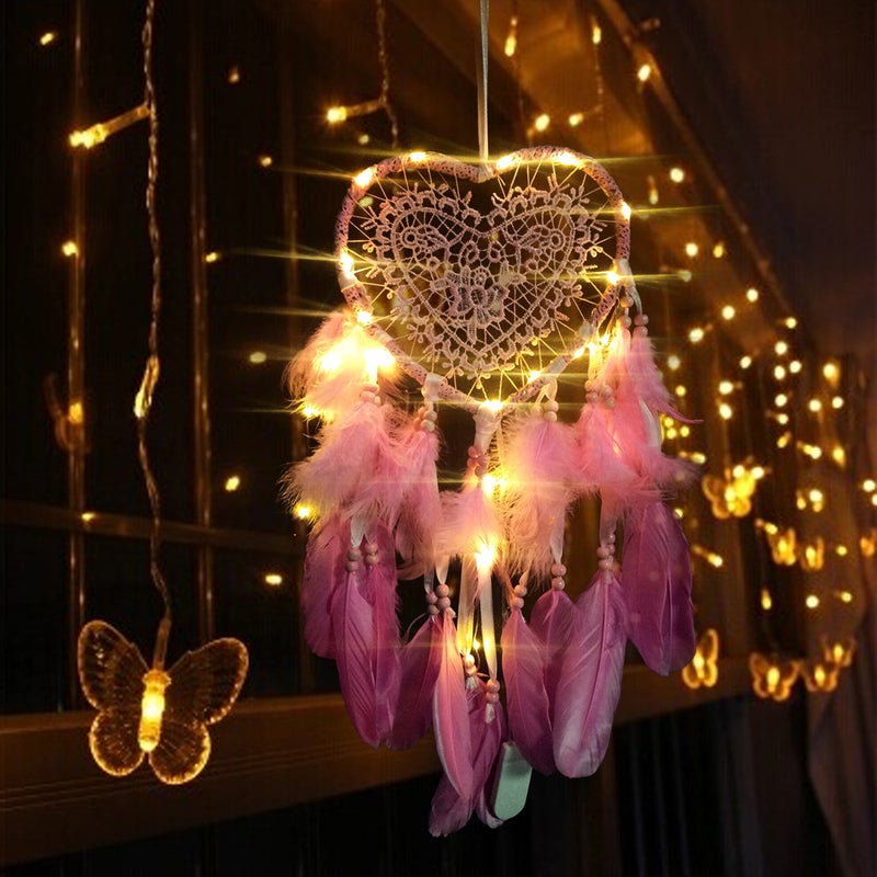 Creative Hollow Love Dream Catcher Lantern Hanging Ornaments Nordic Wedding Dream Catcher Christmas Dream Catcher Hanging Ornaments - Image 5