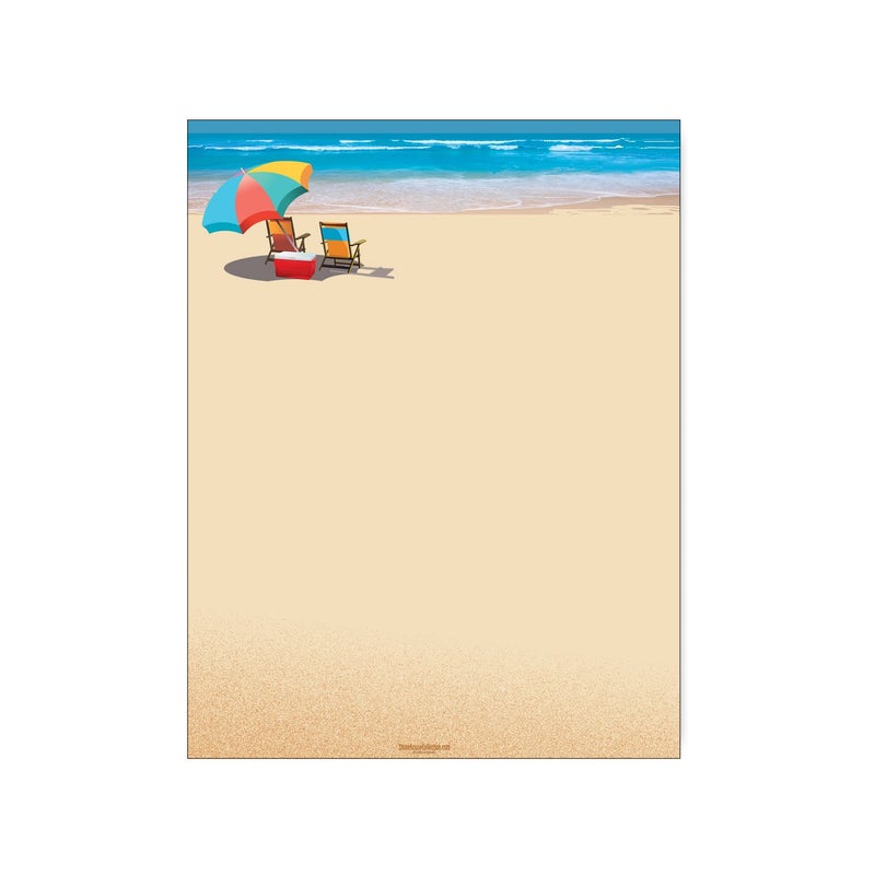 Stonehouse Collection Beach Stationery 85 x 11 Letterhead Sheets Umbrella Chair Ocean View 60 Sheets