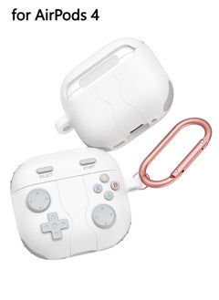 AirPods 4 Case With MagSafe, Shock-Proof Protective Silicone Case, With Game Shape Case Cover and Keychain Accessories,  Apple Airpods 4th Generation Case Cover, (White)