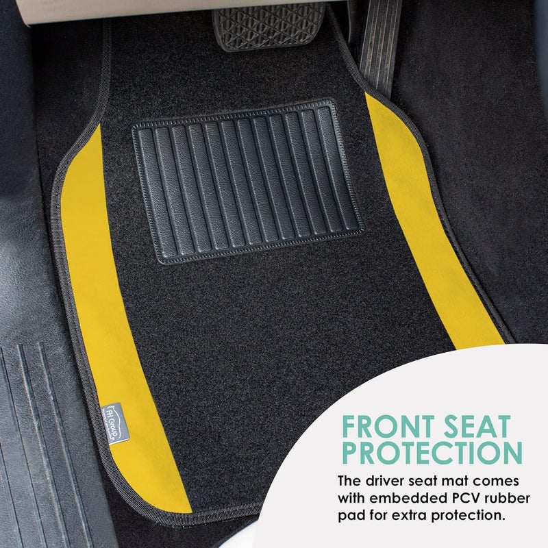 FH Group F14407YELLOW Premium Full Set Carpet Floor Mat (Sedan and SUV with Driver Heel Pad Yellow) - Image 4
