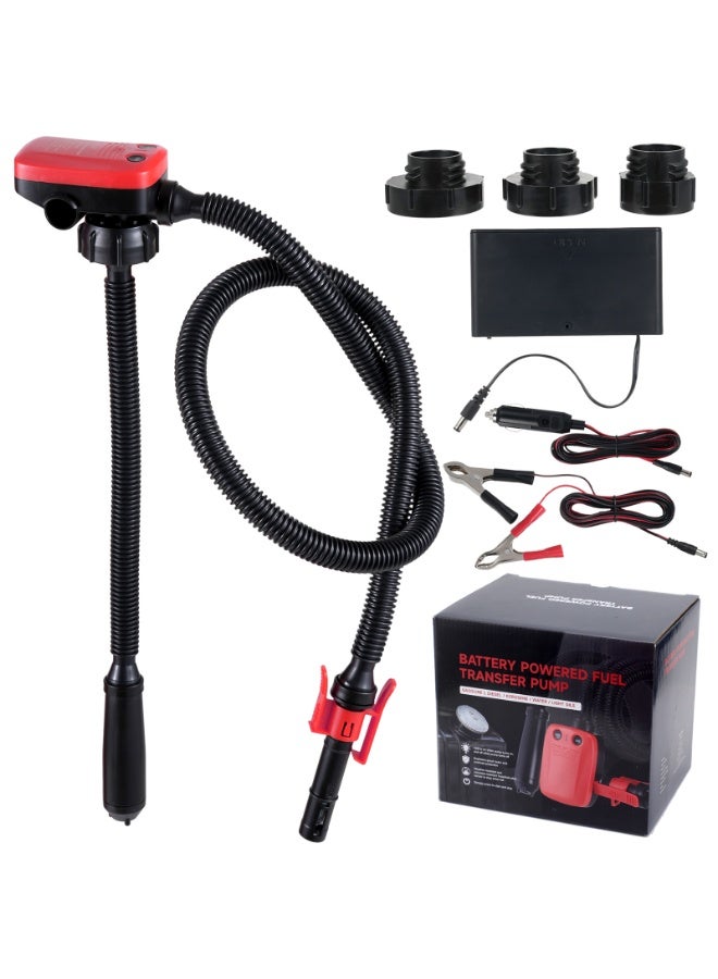 Aumotop Fuel Transfer Pump, Battery Powered Fuel Transfer Pump with Long Hose, Portable Liquid Pump for Gasoline, Diesel, Kerosene, Light Oils, Water - Image 1