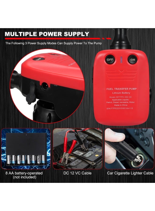 Aumotop Fuel Transfer Pump, Battery Powered Fuel Transfer Pump with Long Hose, Portable Liquid Pump for Gasoline, Diesel, Kerosene, Light Oils, Water - Image 3