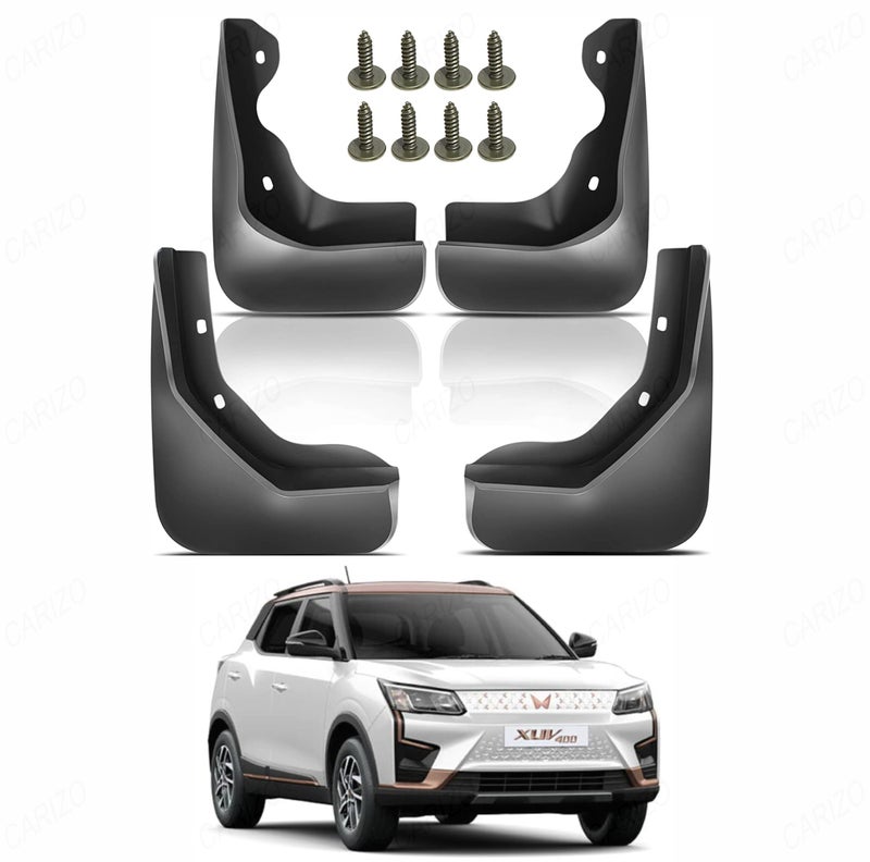 CARIZO Car Heavy Duty Cup Type Splash Mud Guards | OE Type Front and Rear Mud Flaps | Pack of 4 | Compatible with Mahindra XUV 400 EV - Image 2