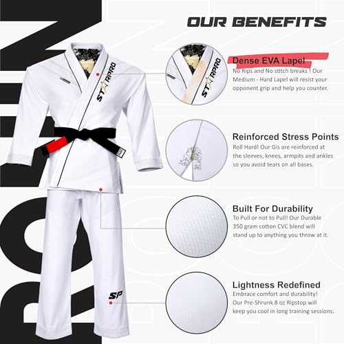 Starpro Brazilian Jiu Jitsu Gi Lightweight Preshrunk BJJ Gi for Men Women - Image 3