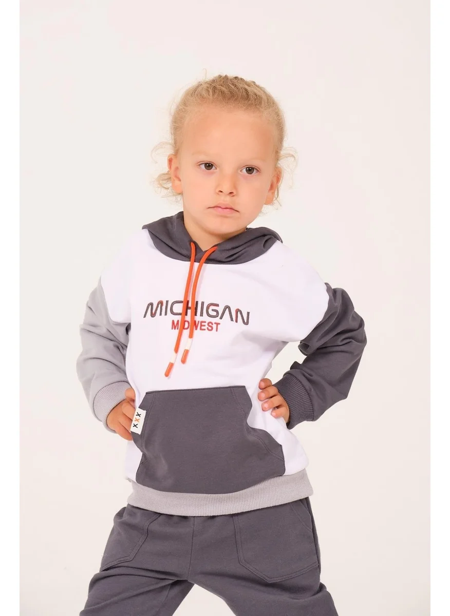 Zeyland Boy's Hooded Embroidered Sweatshirt - Anthracite