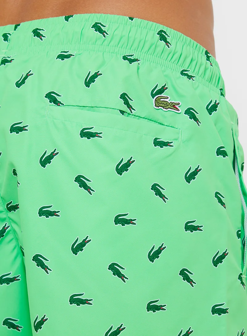 LACOSTE Pattern Printed Swim Shorts