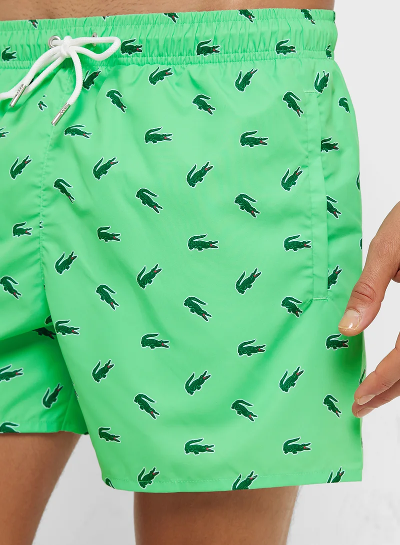 LACOSTE Pattern Printed Swim Shorts